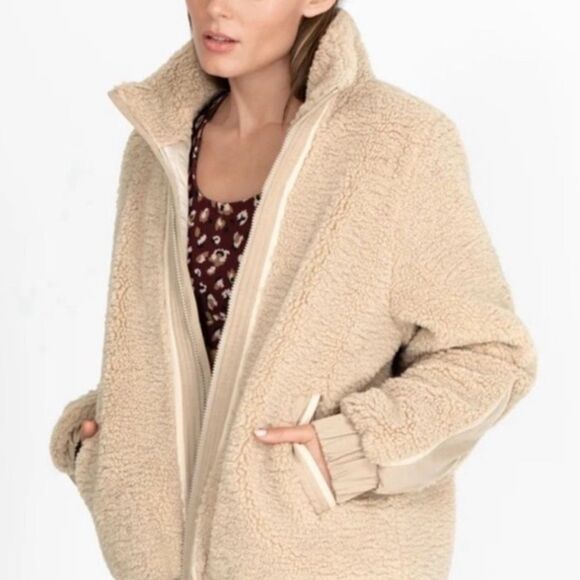 Johnny Was Tan Zip Sherpa Recycled Jacket